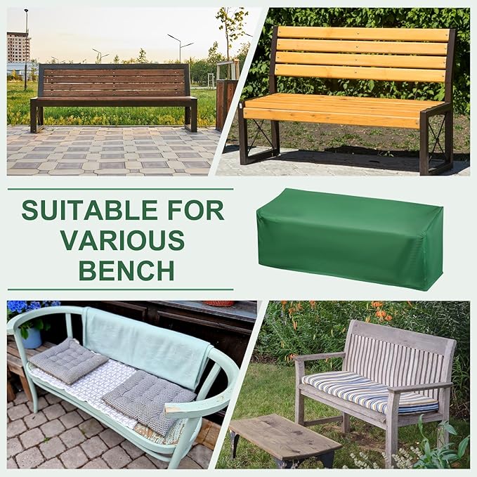 PATIKIL Outdoor Bench Cover, 210D Oxford Heavy Duty Waterproof Patio Furniture Covers for Garden Sofa Chair Table Zero Gravity, 75"L x 26"W x 35"T, Green