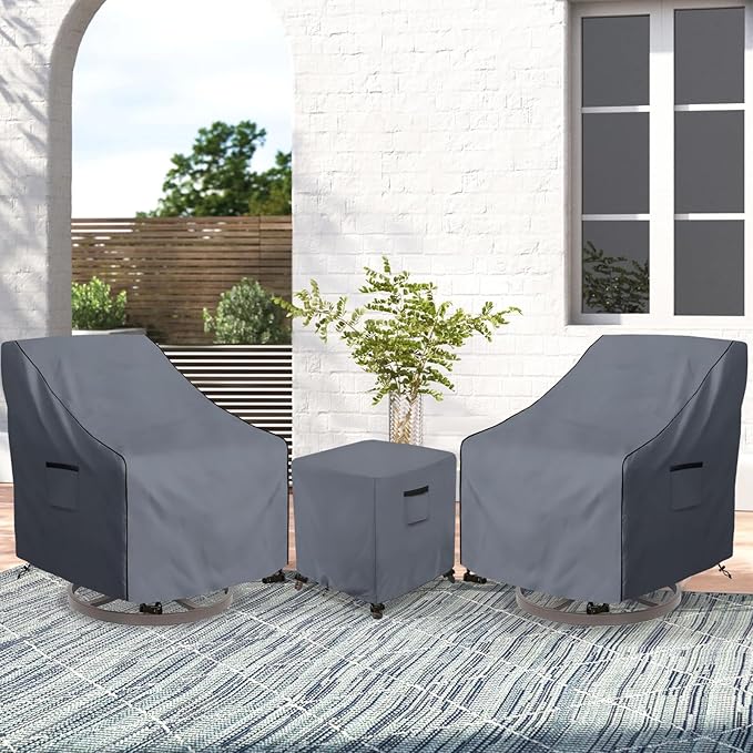 Waterproof Outdoor Ottoman Cover Square,600D Heavy Duty Patio Small Side Table Cover,Patio Furniture Covers for End Table 25" W x 25" D x 18" H,Grey