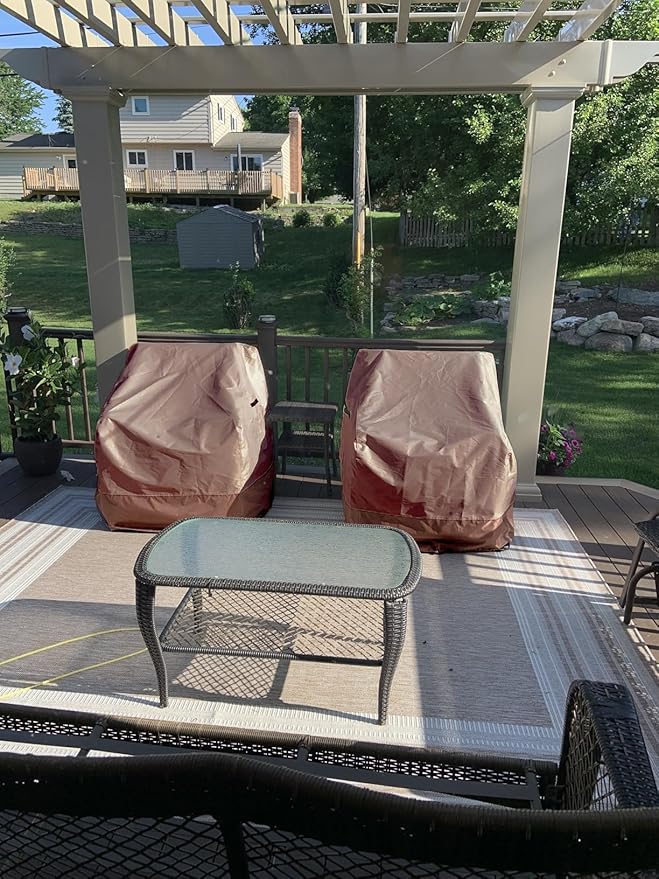 Oslimea Outdoor Swivel Chair Covers Waterproof, 4 Pack Patio Chair Covers for Outdoor Furniture Heavy Duty Lawn Furniture Covers for Winter, 33" W x 35" D x 38.5" H, Khaki