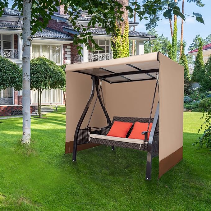 Outdoor Swing Cover 3 Triple Seater Waterproof Patio Porch Swing Covers Replacement for Winter,3 Seater Garden Furniture Swing Chair Protector Cover(87"*60"*72")