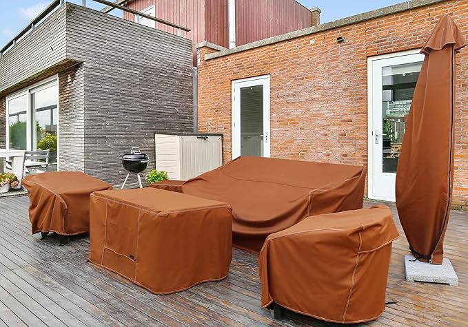 NettyPro Waterproof Patio Coffee Table Cover Rectangular 36 x 20 x 18 Inch Outdoor Furniture Coffee Table Cover Small Rectangle, Brown
