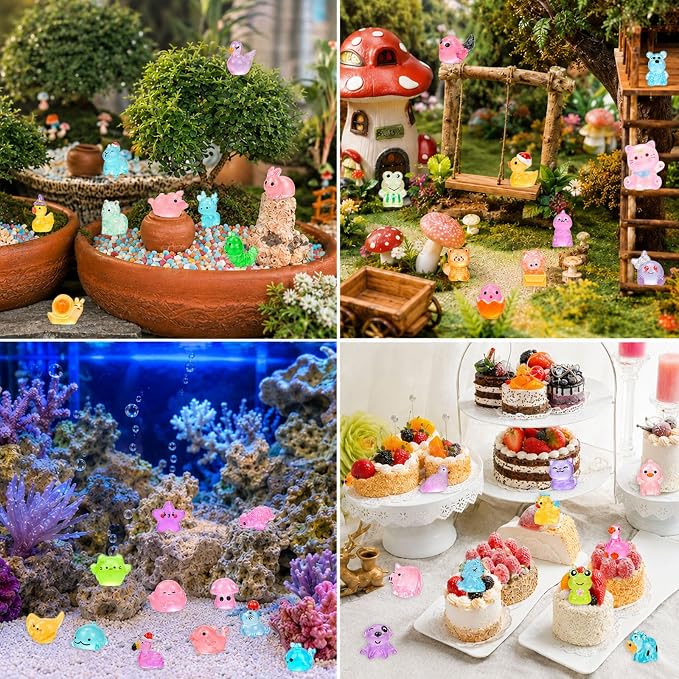 EKisemio 220Pcs Mini Resin Animals Blind Bags, Glow Mystery Figures Bags | Luminous Animals Figures Variety Pack , Glow in The Dark Designs, for Kids’ Collecting, Hide Games, Classroom Rewards