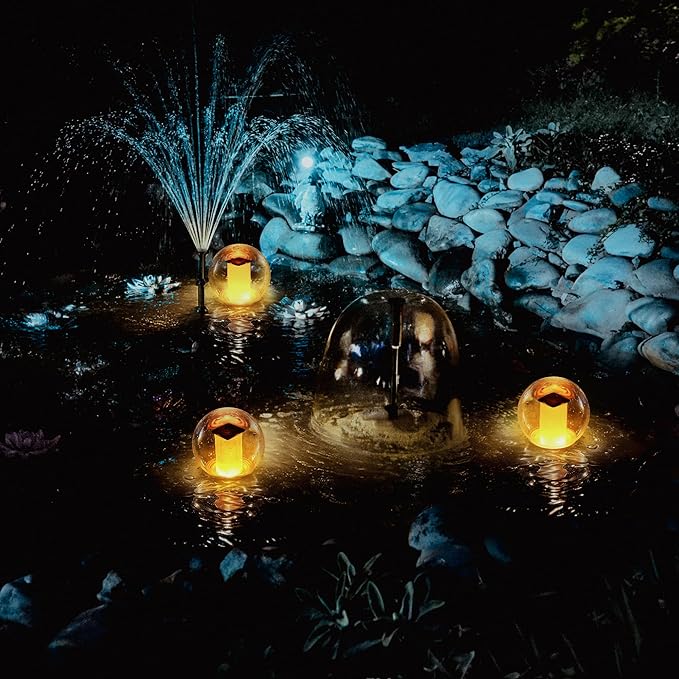 Floating Lights Solar Powered Globes for Pool, Pond, Patio & Hot Tub – Outdoor Lanterns Look Like Candles or Torches, Fun Decorations & Cool Gifts for Adults, Pool Toys & Must-Have Decor (1 pcs)