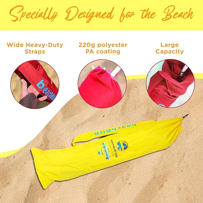 BEACHBUB Beach Umbrella Bag - Waterproof & Foldable Beach Bag for Umbrellas with Wide Padded Shoulder Strap & Molded Carry Handle