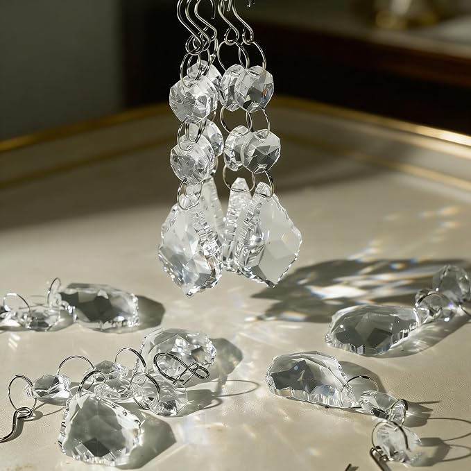 10pcs Crystal Sun Catcher Clear Chandelier Prism Pendant Hanging Crystals | Crystal Sun Catcher, 38mm Hanging Crystal, Chandelier Parts, Prism Pendants with Hook, Crystal Christmas Ornaments Home Decor