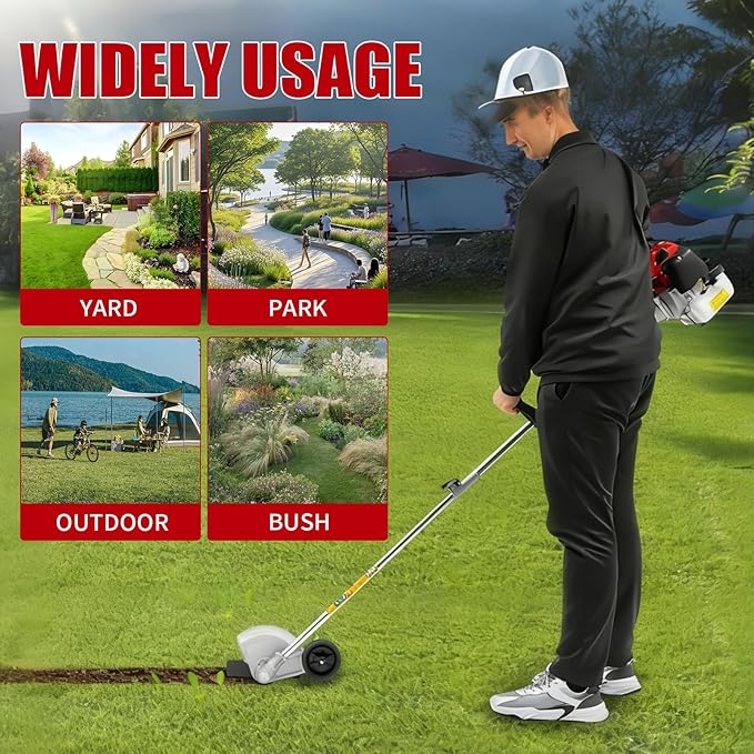 43cc Gas Weed Wacker, 2-Stroke String Trimmer/Edger Single Cylinder Air Cooled Engine Multi Purpose Gas Powered Weed Trimmer with Straight Shaft Lawnmower Strings for Home Lawn Orchard Tea Garden