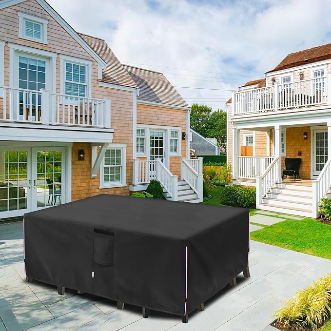 Patio Furniture Cover for 5 Pieces Set-Waterproof 600D Oxford Fabric Cover for 5 PCS Outdoor Sets Wicker Metal Couch Rocking Glider Swivel Chairs Ottomans Sectional Sofa Dining Chair Black