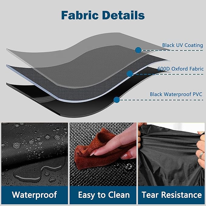 Patio Table Covers, Rectangular Outdoor Dining Table Cover, 600D Oxford Waterproof Coffee Table Covers, Dustproof Patio Furniture Cover All Weather Protection (Black, 60"L X38"W X28"H)