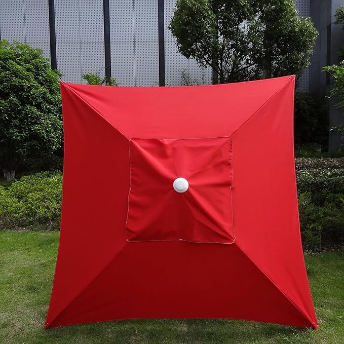 DULRLLY 6.6 x 6.6 Ft Square Umbrella Replacement Cover Patio Umbrella Replacement Canopy for 4 Ribs Umbrella Top Replacement Waterproof Outdoor Umbrella Fabric Replacement for Garden Umbrellas
