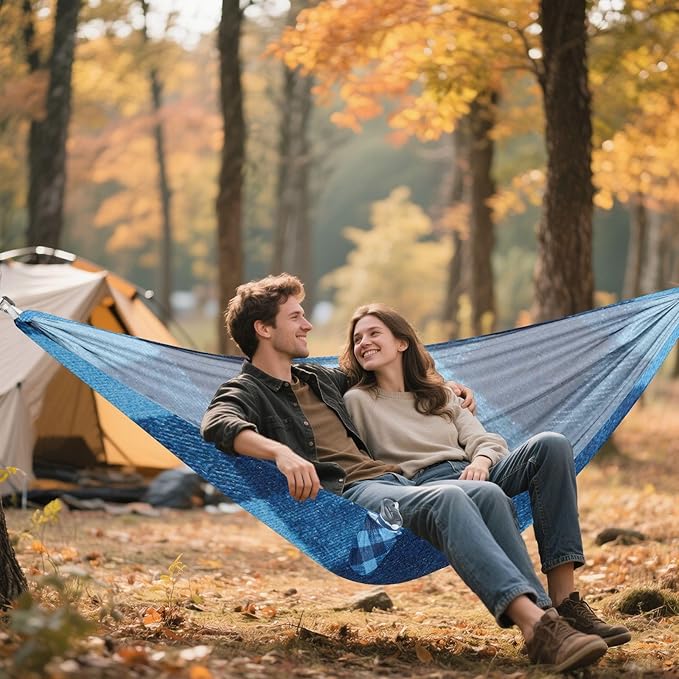Blue Grid 330lb Capacity Outdoor Hammocks Fabric Hammock for Outside Patio Garden hamaca para Patio Exterior