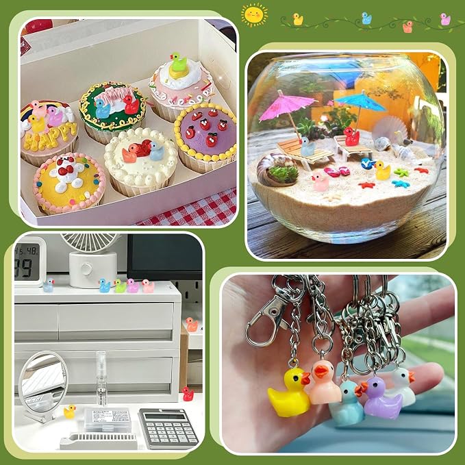 TINKRSTUFF 200PCS Mini Resin Animals Cute Tiny Ducks,Miniature Duck Figures to Hide,Little Animal Small Figurines Bulk for Topper Desk Garden Dollhouse Landscape Aquarium Ornaments DIY Crafts & Decor