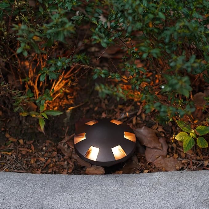 GOODSMANN Landscape Lighting 8PK Low Voltage Well Lights 6 Watt LED 120 Lumen 12V AC In-Ground Lights 3000K Warm White with Cable Connectors