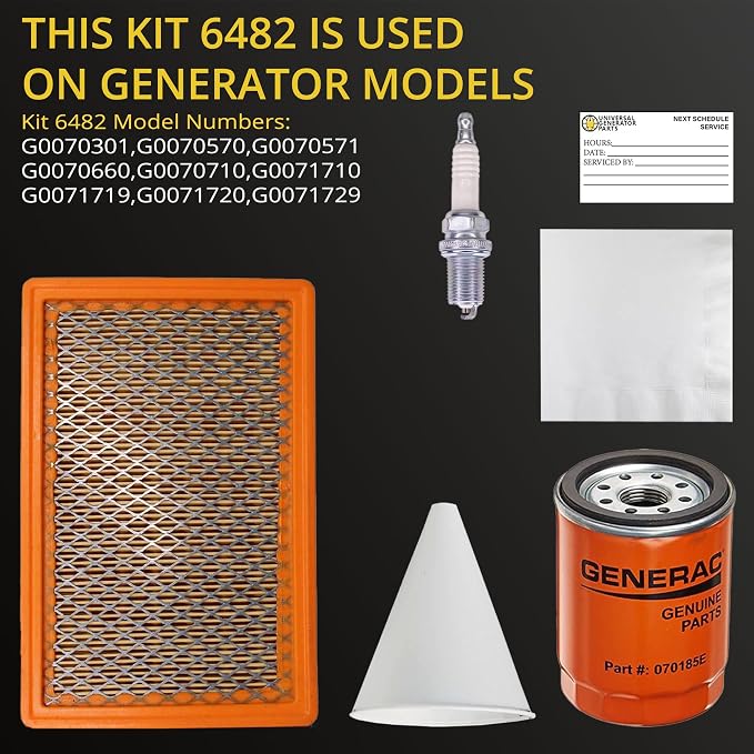 6482 Scheduled Maintenance Kit Home Standby Generators with 8 kW 410cc with UGP Replacement for Air Filter 0E9371AS