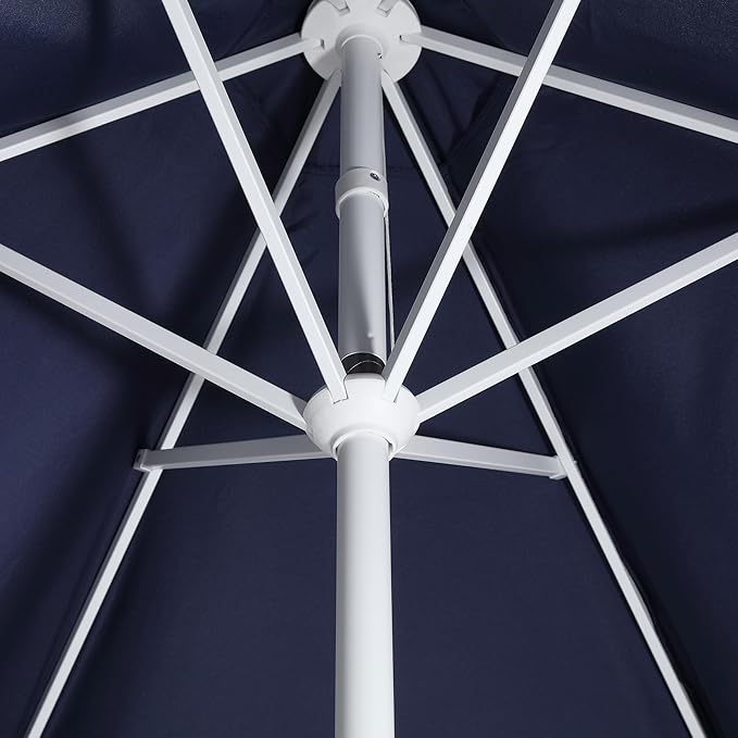 JONATHAN Y UMB1001 Collins 9 ft. Classic Cottage Tassel Market Patio Umbrella with Auto-Tilt, Crank, Wind Vent and UV Protection