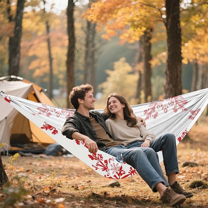 Red Snowflake Traditional Chinese Style 330lb Capacity Outdoor Hammocks with Tree Straps Swing Hammock for Outside Beach Patio Garden amacas para patios con Base de adultos