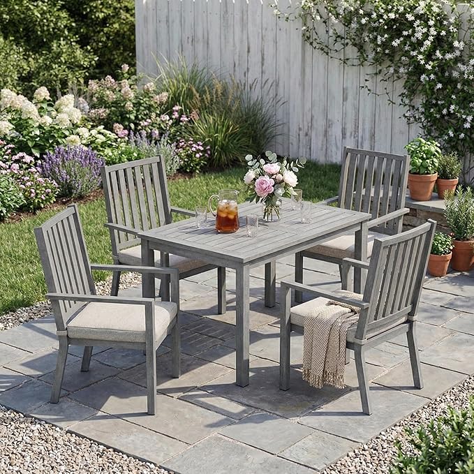 RoyalCraft Aluminum Outdoor Patio Chairs Set of 4, Outdoor Chairs with Waterproof Cushions, Outdoor Dining Chairs with Armrests, Metal Patio Furniture Set for Porch, Balcony, Deck, Backyard, Grey