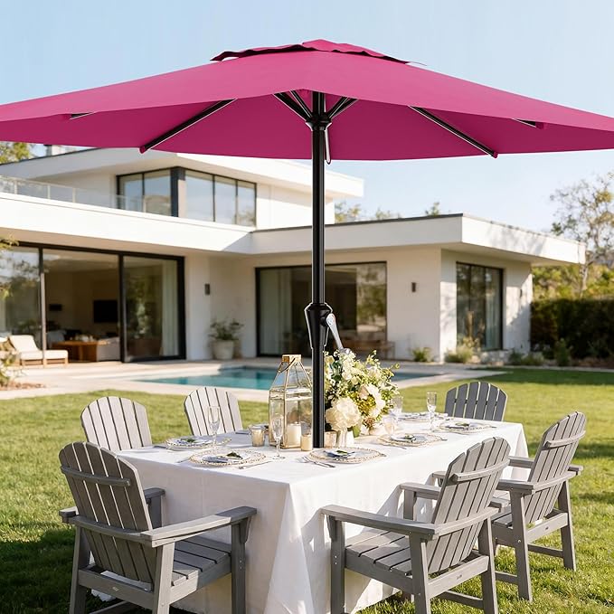 AreShark 8' x 10' Rectangle Patio Umbrellas for Outdoor, Outdoor Table Umbrella, Large Outdoor Patio Umbrellas with 8 Sturdy Ribs for Pool, Garden, Market (Rose Pink)