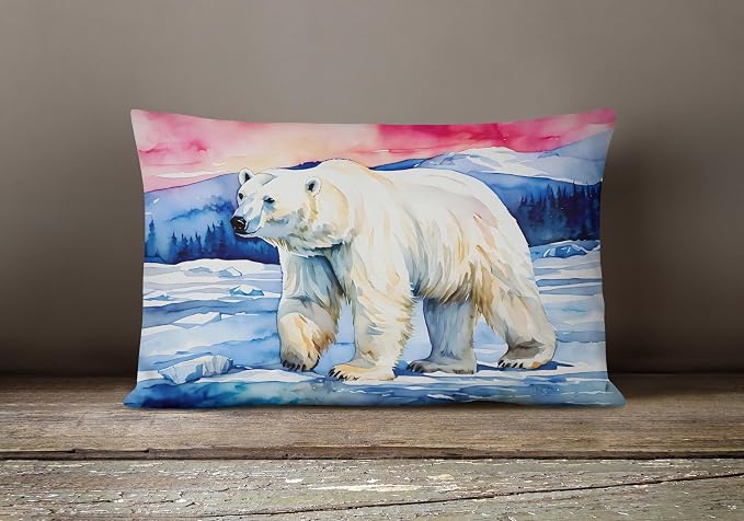 Caroline's Treasures DAC2975PW1216 Polar Bear Throw Pillow Machine Washable, Indoor Outdoor Decorative Pillow for Couch, Bed or Patio, 12HX16W