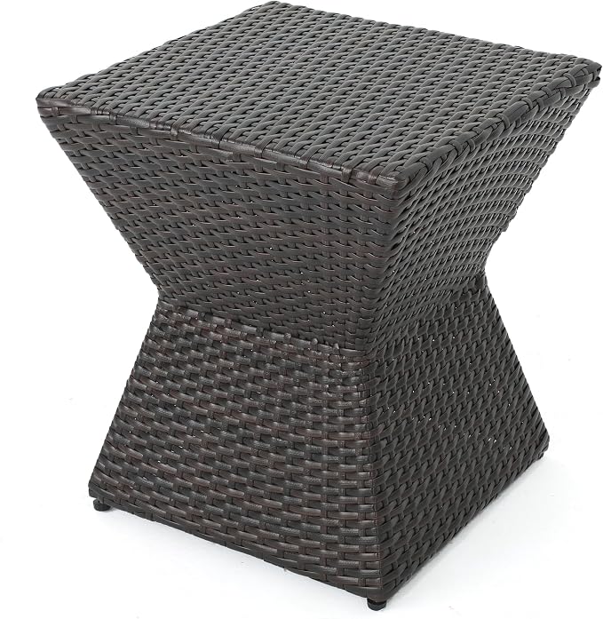Wicker Rattan Side Table, Outdoor Square Rattan Coffee End Table for Patio Porch Lawn