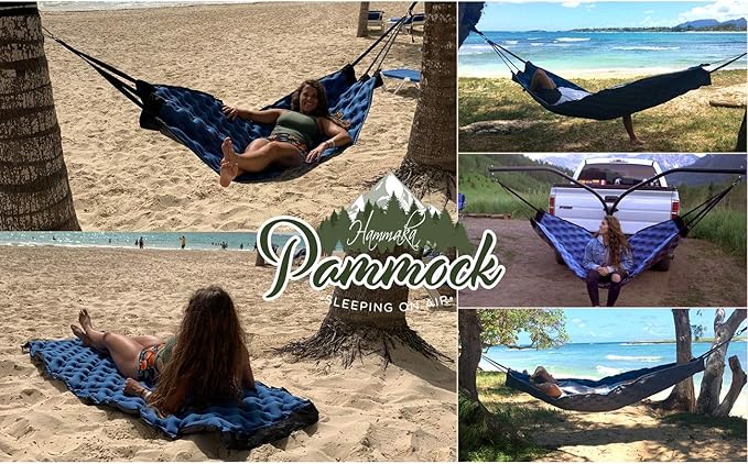 Hammaka Pammock Sleeping Pad That Converts Into an Inflatable Hammock with Inflatable Pillow and Hammock Straps