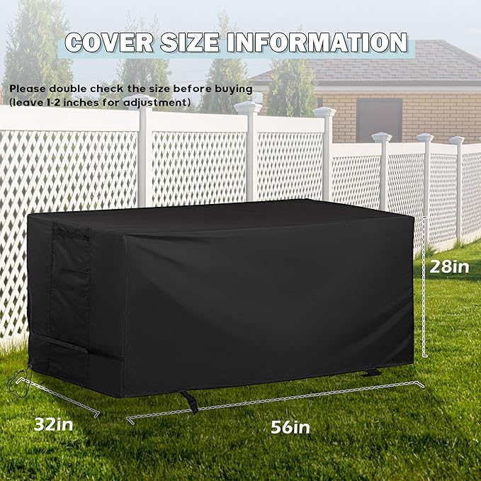 Outdoor Dining Table Cover Weatherproof, 56 Inch Rectangular Patio Table Cover for Outdoor Bar Table, Waterproof Patio Furniture Cover for Outside Coffee Table
