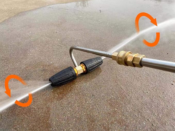 Tool Daily Gutter Cleaner Attachment for Pressure Washer, 2 Rotating Turbo Nozzle, 1/4 Inch Quick Connect, 3300 PSI