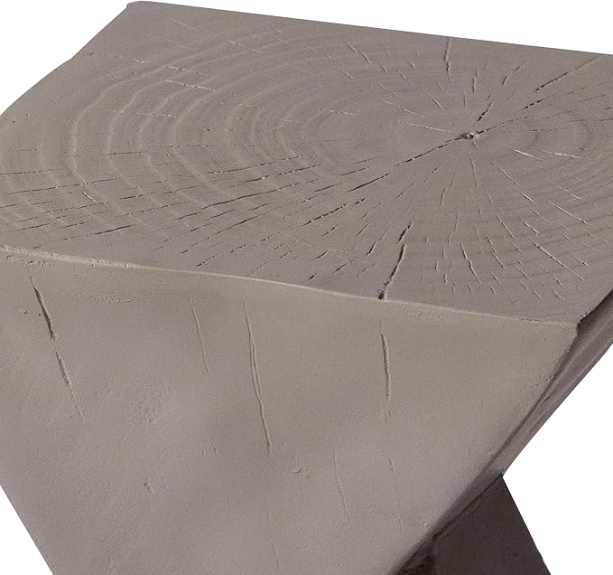 LeisureMod Modern Side Table Square Fiberstone Accent End Stool for Home Outdoor Patio Table Living Room Night Stand, Weather-Resistant, Glint in Grey
