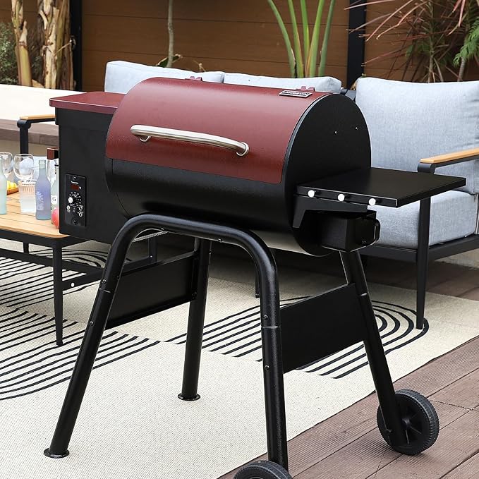 Jocoevol Wood Pellet Grill Smoker for Outdoor Cooking, 456 SQ. IN Cook Area Electric Pellet Grill with Auto Feed & PID Temperature Control 180-425°F, 6-in-1 BBQ Grill & Rain Cover for Backyard