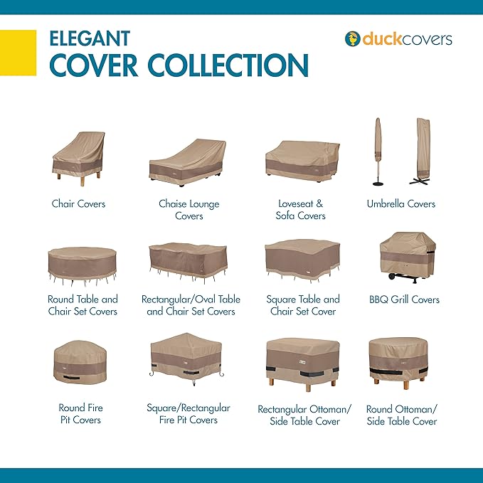 DUCKCOVERS Elegant Waterproof 60 Inch Patio Loveseat Cover, 60W x 36D x 35H, Patio Furniture Covers