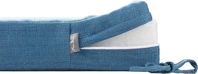 FUNHOME Outdoor Bench Cushion Cover 45 x18 x 3 inch,Water Resistant Cover with Zipper&Ties,Fade-Resistant Slipcover,Patio Porch Swing Cushion Cover Replacement Only,No Insert(Light Blue)