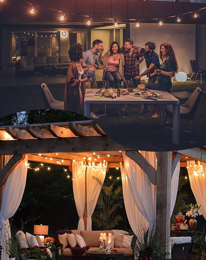 Zuske Outdoor String Lights, 240FT Patio Lights with 124 Shatterproof G40 Globe Bulb(4 Spare), Waterproof Connectable Dimmable LED Hanging Lights for Outside Backyard Porch Balcony Gazebo (120FTx2)