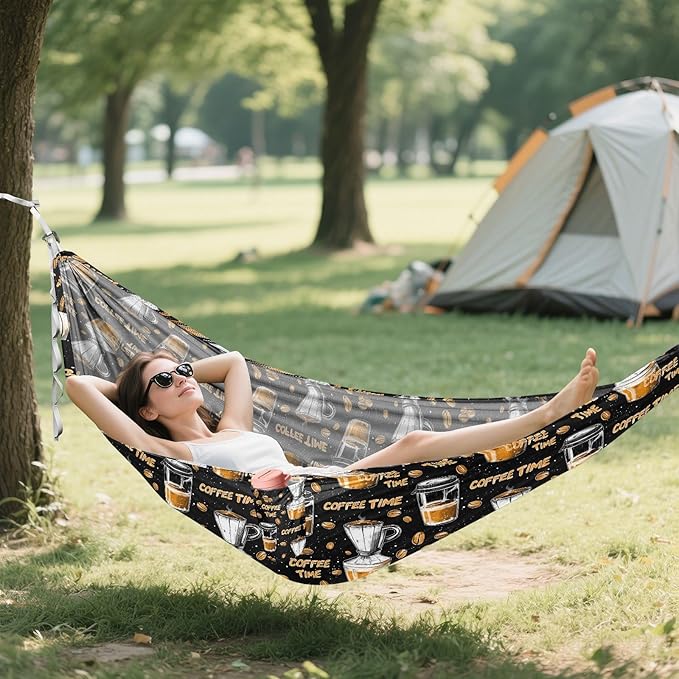Camping Hammock Outdoor Hammocks for Outside Coffee Time 5 Beach Trees Portable Lightweight with Pockets Tree Straps Indoor