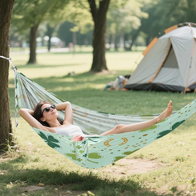 Hammocks for Outside Four-Leaf Clovers Camping Hammock Portable Hammocks with Tree Straps and Carry Bag Camping Accessories for Hiking Beach Outdoor
