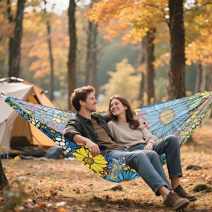 Ukraine Sunflower Beauty Summer Flowers Clolrful 330lb Capacity Camping Hammocks with Tree Straps Fabric Hammock for Outside Patio Backyard Poolside hamaca para adultos