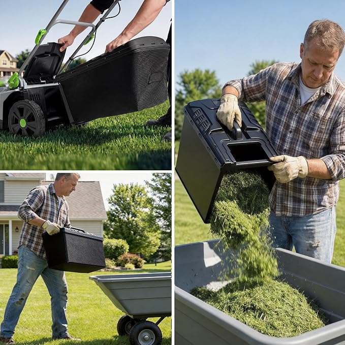 40V Cordless Lawn Mower, 17" Walk Behind Electric 4.0 Ah Battery Powered Lawnmower, 6 Adjustable Cutting Heights, 50L Grass Bag, Brushless Motor, for Garden/Patio/Yark/Lawn