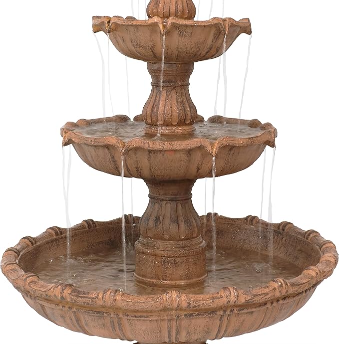 Sunnydaze 80-Inch H Outdoor Water Fountain with Ball Top - Large Tiered Water Feature for the Patio or Backyard