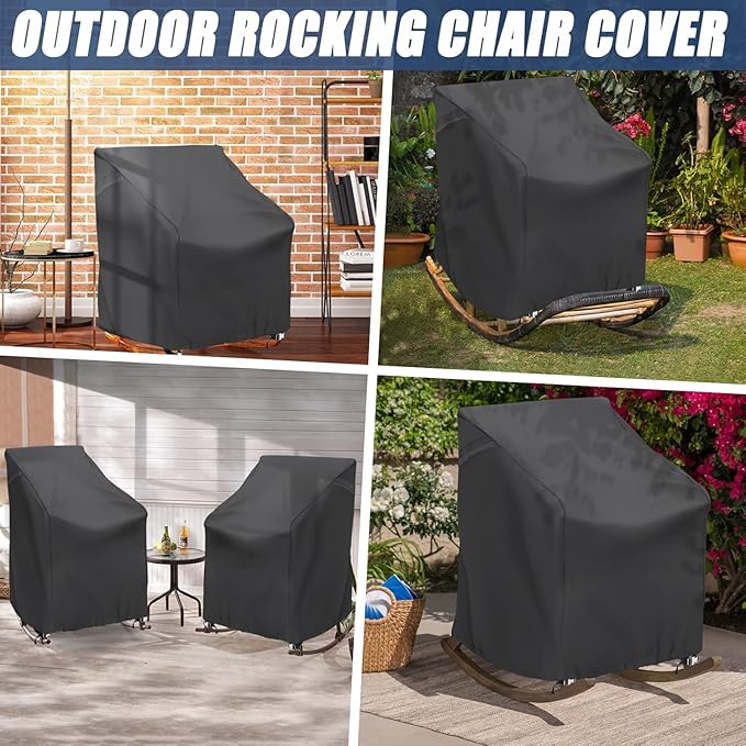 4 Pack Waterproof Outdoor Swivel Rocking Lounge Chair Covers – Heavy Duty Patio Furniture Protectors for Lawn, Deck Garden Chairs, Black, 27.5" W x 32.5" D x 39" H