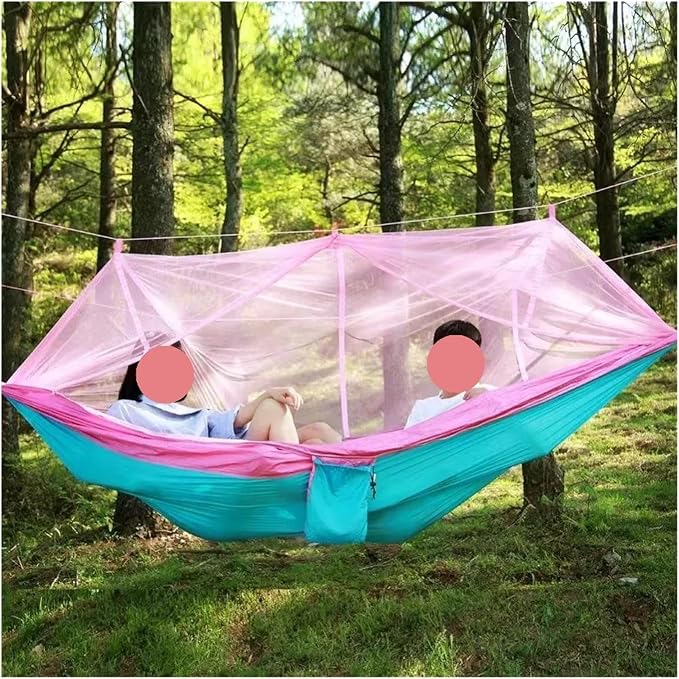 Hammocks, 2Pcs Outdoor Mosquito Net Hammock Camping Mosquito Net Tent Suitable Outdoors,for Outside(Pink Blue)