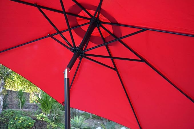 Jeco Aluminum Patio Market Umbrella Tilt with Crank, Fabric & Bronze Pole, Burgundy, 6.5' x 10'