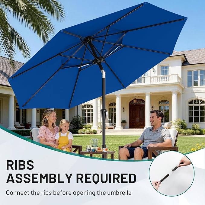 AreShark 10ft 2 Tiers Patio Umbrella - Outdoor Umbrella Waterproof UV Protection, Market Table Umbrella w/Push Button Tilt&Crank for Pool, Porch, Garden(Royal Blue)