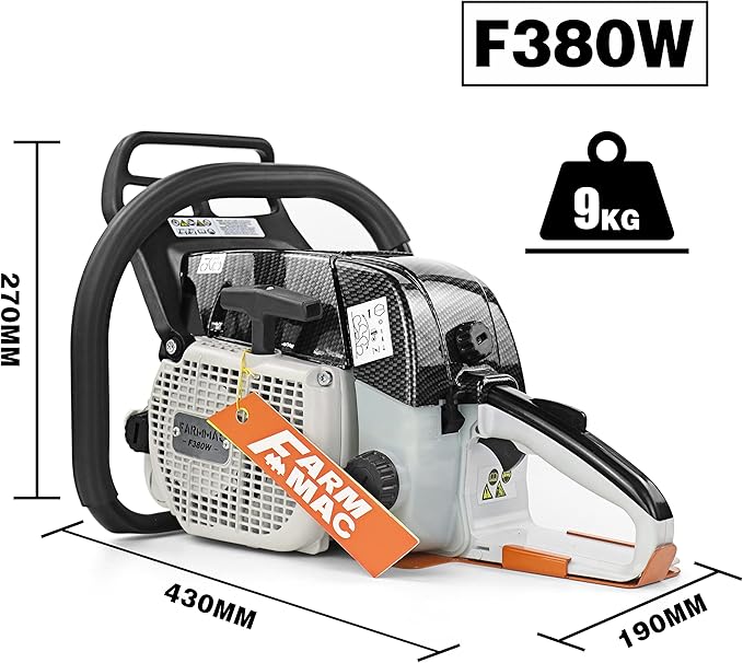 F380W 72cc 2-Cycle Gasoline Power Chain Saws, 3.6KW 4.8HP Gas Chainsaw Fit for 24/25/28 inch Bar, All Parts Compatible with MS381 MS380 038 Neotec 872I without Bar