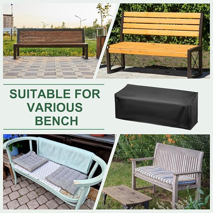 PATIKIL Outdoor Bench Cover, 210D Oxford Heavy Duty Waterproof Patio Furniture Covers for Garden Sofa Chair Table Zero Gravity, 75"L x 26"W x 35"T, Black