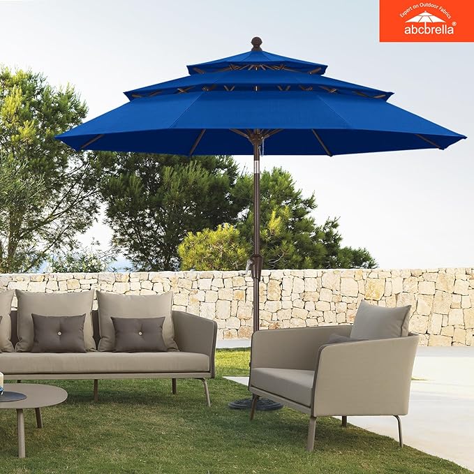 ABCCANOPY 5-Year 10-Year No Fading 9FT 3 Tiers Patio Umbrella, Outdoor Table Umbrella with 8 Sturdy Ribs for Deck, Backyard, Garden, Yard