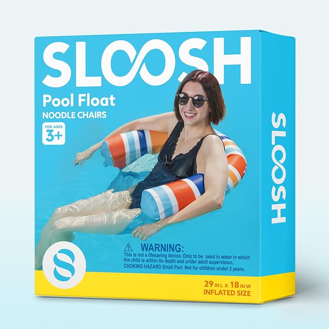 SLOOSH Inflatable Pool Noodle Chair, 3 Packs Pool Floats Noodle Sling Floatie, Swimming Party Floating Chair for Adult Party Summer Water Fun