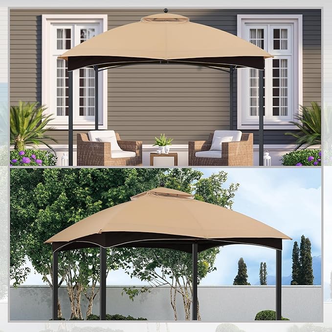MASTERCANOPY Replacement Canopy Top for Lowe's Allen Roth 10x12 Gazebo #GF-12S004B-1 (Beige,Polyester)