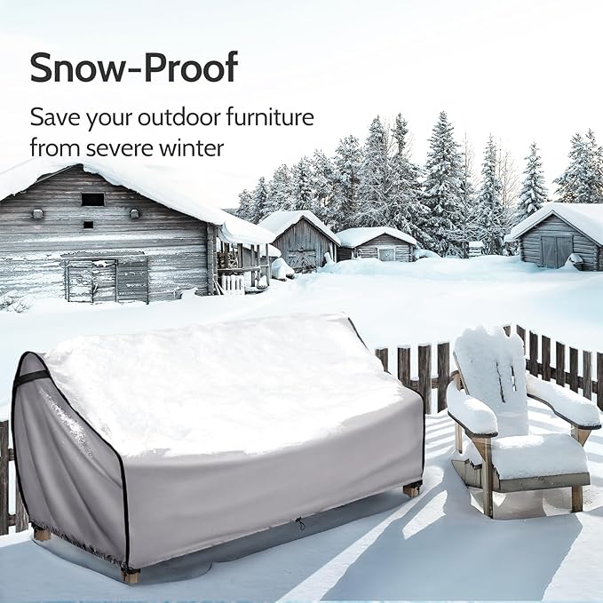 Outdoor Furniture Covers for Sofa Waterproof, Patio Loveseat Cover Tear Resistant, Fits up to 58W x 32.5D x 31H inches, Grey