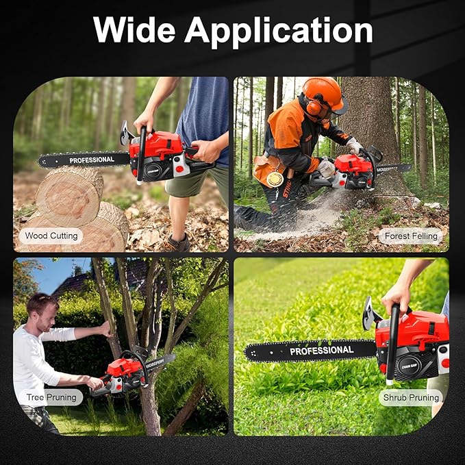 Upgrade 58cc Gas Chainsaw 20 Inch 2-Stroke Gas Powered Chainsaw Air-Cooled Gas Chain saw Handheld Gasoline Chain Saw for Wood Cutting