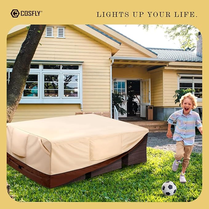 COSFLY Waterproof Patio Furniture Covers for Table and Chair Set, Rectangular Outdoor Sectional Sofa Covers Large - Fits up to 126L x 63W x 28H inches
