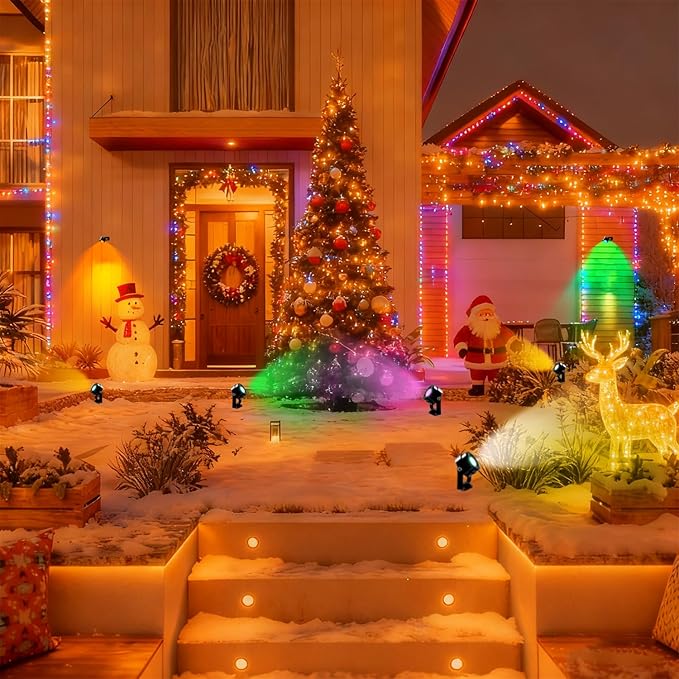 VTimes 8pcs Outdoor Lights, IP65 Waterproof Landscape Lighting, Low Voltage Landscape Lighting with 16 Scene Modes, APP & Remote Control, Color Changing Outdoor SpotLights for Garden,Lawn,Holiday