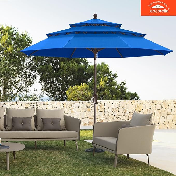 ABCCANOPY 5-Year 10-Year No Fading 9FT 3 Tiers Patio Umbrella, Outdoor Table Umbrella with 8 Sturdy Ribs for Deck, Backyard, Garden, Yard